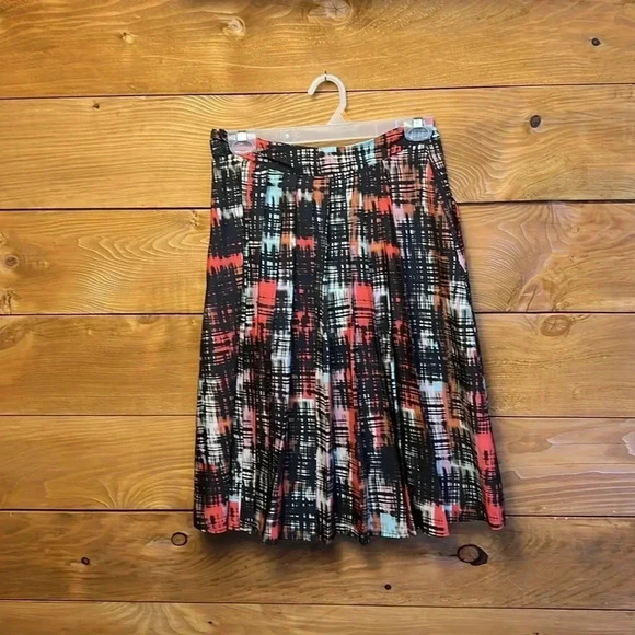 Womens Anthropologie Fynn and Rose Midi‎ skirt abstract print pleated pockets 2 - Picture 8 of 11